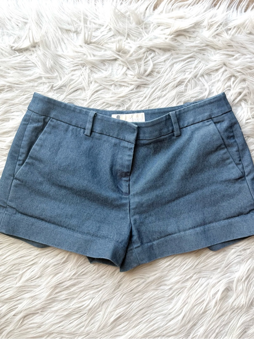 Michael Michael Kors Blue Chambray Low Rise Tailored Shorts Size 2